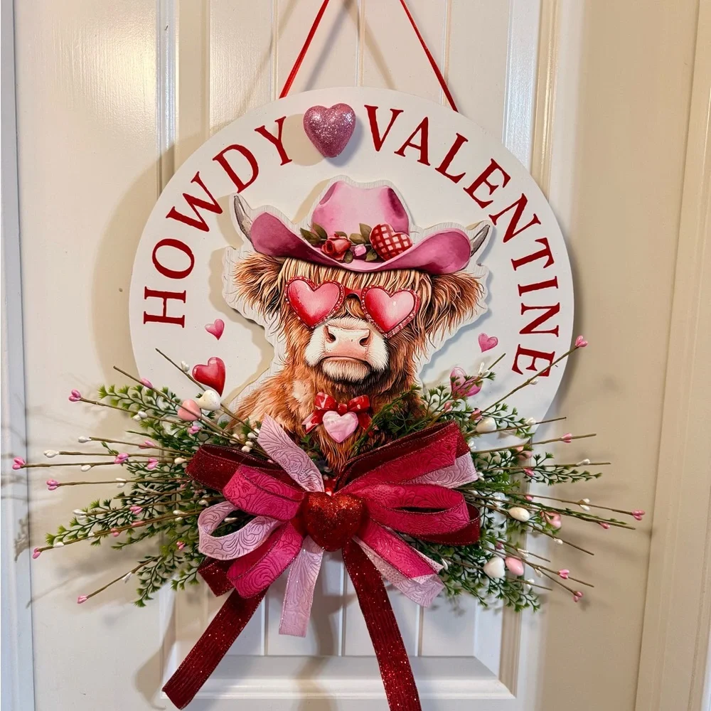 Howdy Valentine Wreath with Pink and Red Accents